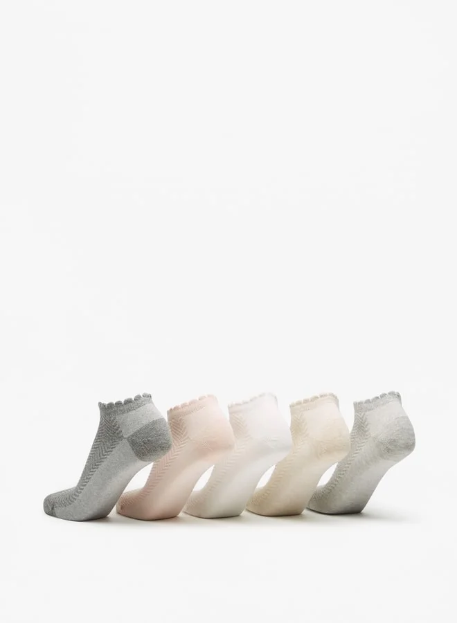 فلورا بيلا Women's Chevron Textured Ankle Length Socks - Set of 5