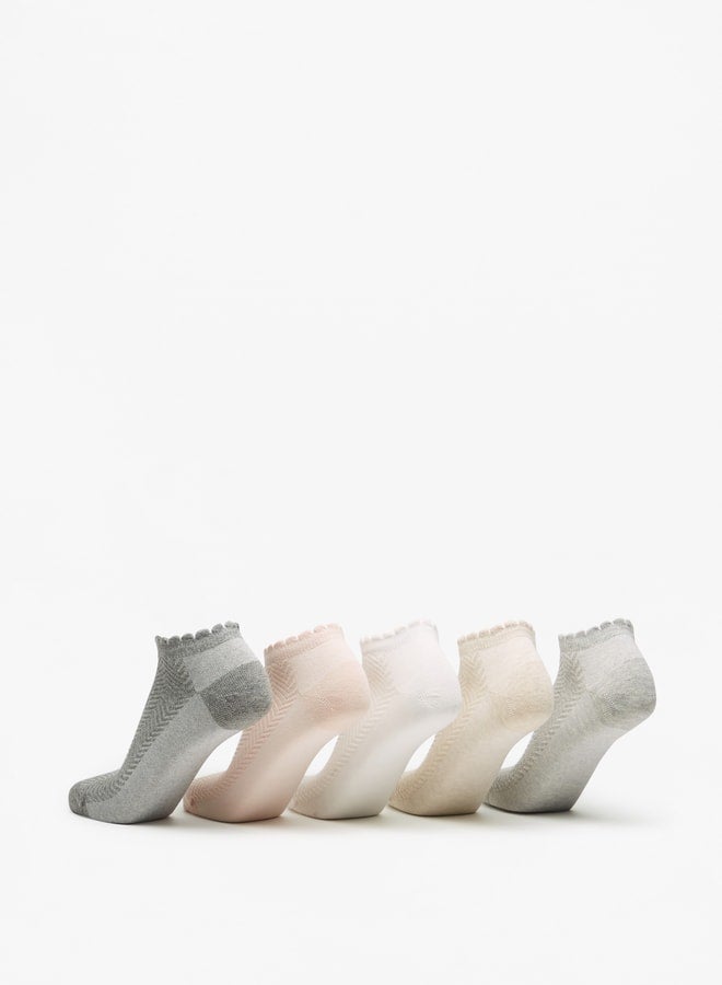 Flora Bella Women's Chevron Textured Ankle Length Socks - Set of 5 - Image 3