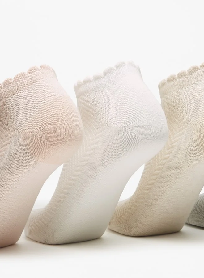 فلورا بيلا Women's Chevron Textured Ankle Length Socks - Set of 5