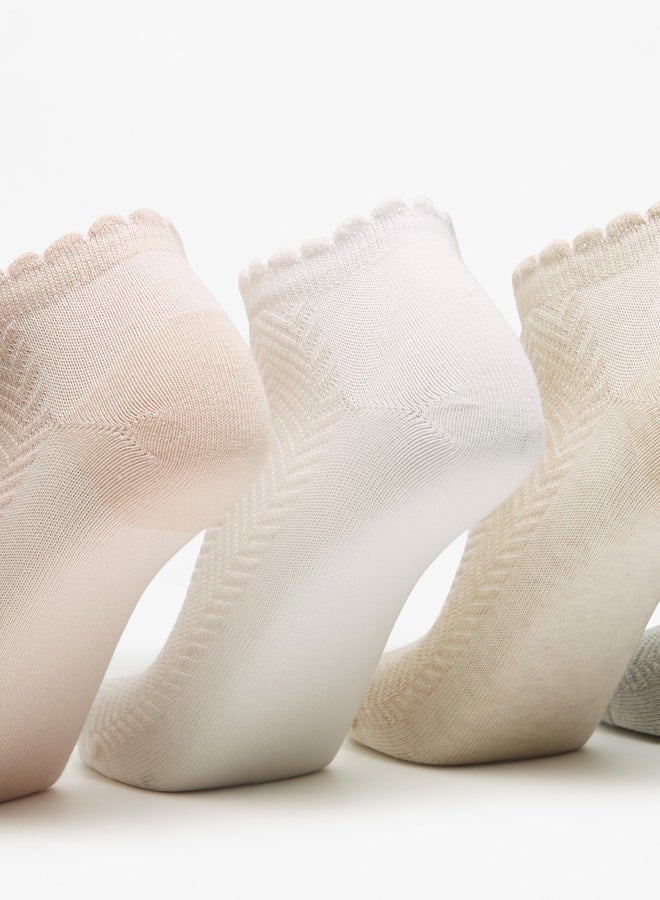 Flora Bella Women's Chevron Textured Ankle Length Socks - Set of 5 - Image 4