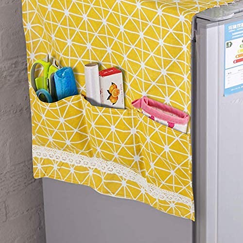 Zeinwap Fridge Cover Top With Pockets - Anti-Dust Proof Cover For Single/Double Door Refrigerator (Yellow, Pack of 1) - Image 3