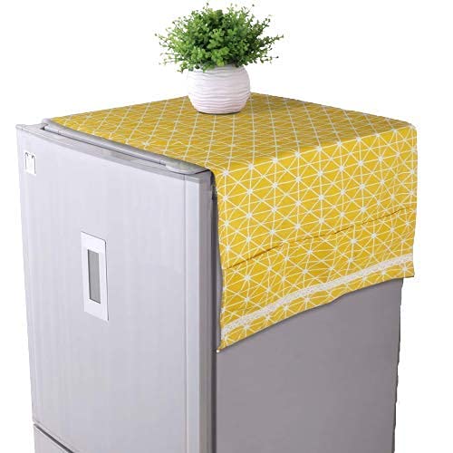 Zeinwap Fridge Cover Top With Pockets - Anti-Dust Proof Cover For Single/Double Door Refrigerator (Yellow, Pack of 1) - Image 1