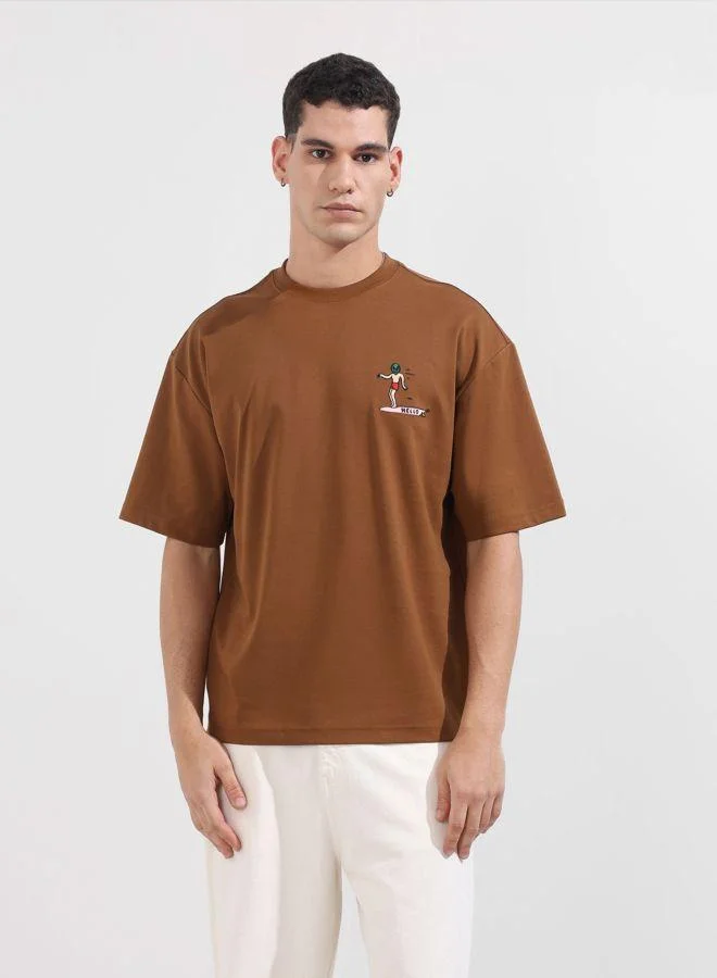 The Indian Garage Co Men Relaxed Fit Graphic Printed Crew Neck Half Sleeves T-Shirt