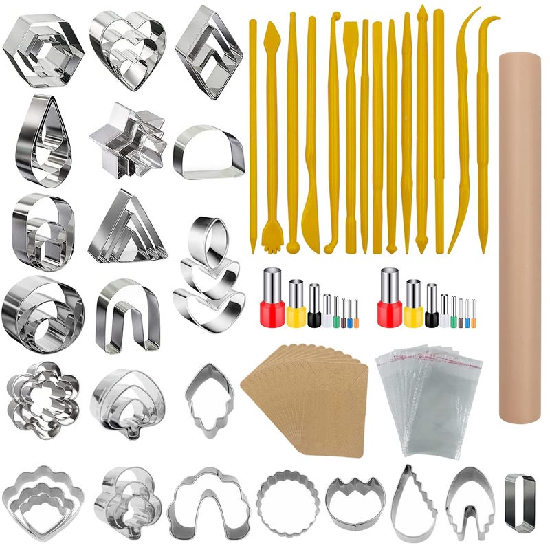 AIFUDA 100 Pcs Polymer Clay Cutters Set, 49 Shapes Clay Earring Cutters with 51 Earrings Accessories for Polymer Clay Earrings Jewelry Making - Image 1