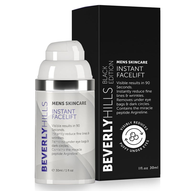 Beverly Hills Mens Instant Facelift and Eye Serum Treatment for Dark Circles, Puffy Eyes, and Wrinkles