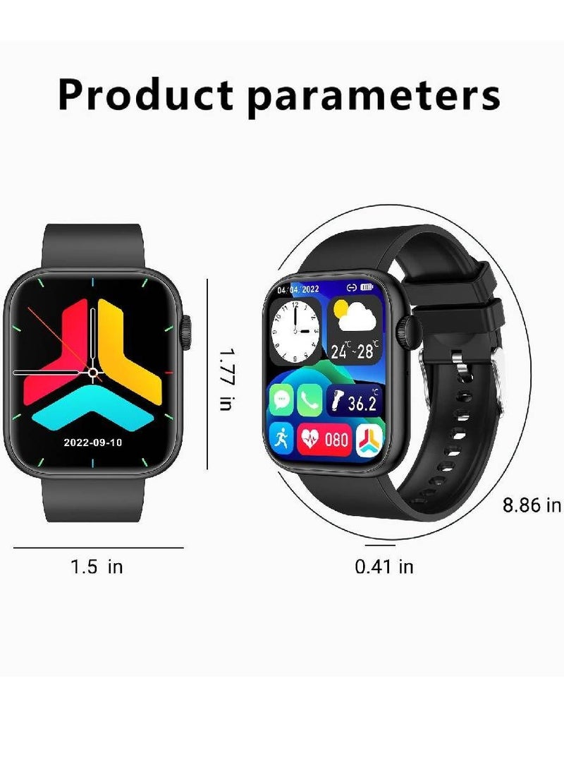 LW Bluetooth Calling, 1.85 Inch Smartwatch Fitness Tracker With Heart Rate Sleep Monitor For Android And iOS black - Image 3