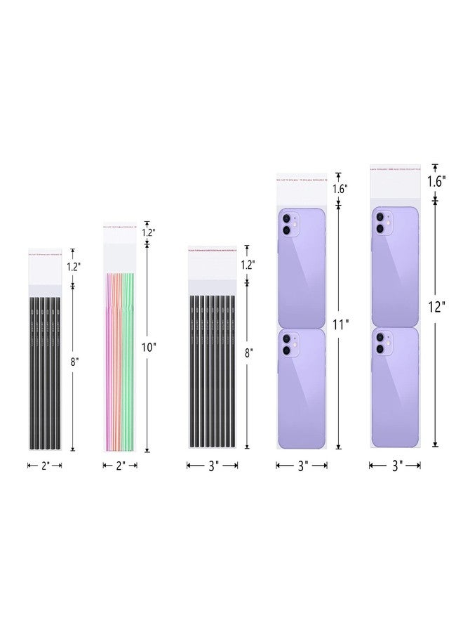 Doutop 100pcs 2x8'' Clear Resealable Cellophane Bags Long Adhesive Cello Bag 1mil Self-Sealing OPP Bags for Bakery Cookies Candies Jewelry Crafts Candles Party Decorative 16 Sizes to Choose from - Image 5