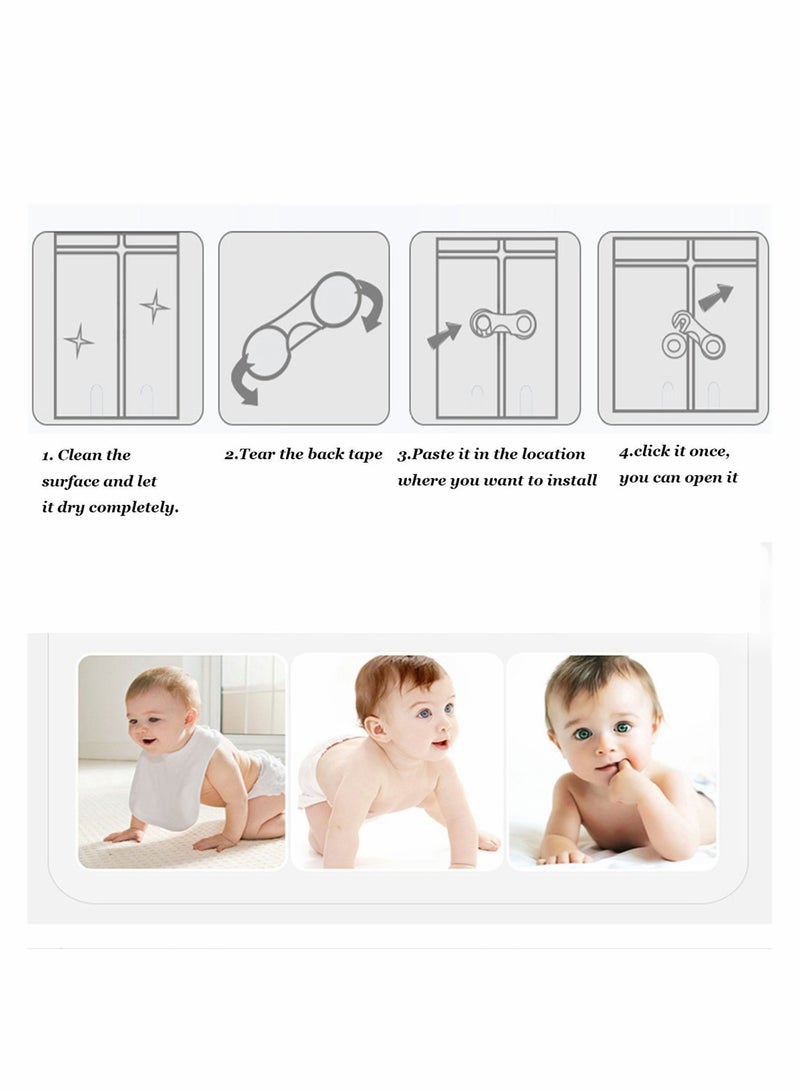 Baby Safety Cabinet Locks - 10 Pack, Easy 3M Adhesive Latches for Child Proofing, No Tools Required, Ideal for Furniture, Kitchen, Ovens, Toilets, Fridge, Cupboards - Image 4
