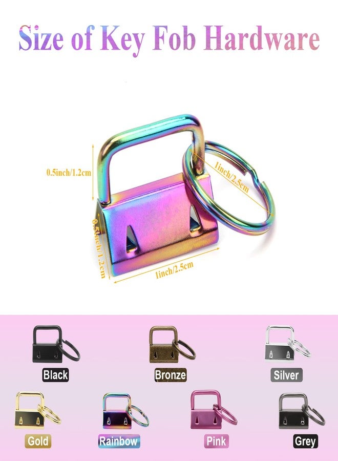 WIWAPLEX Key Fob Hardware Set 1 Inch Key Fob Hardware Kit 42Pcs 7 Color Wristlet Keychain Hardware with Key Ring for Wristlet Keychain, Key Lanyard and Key Chain Making Hardware Supplies - Image 2