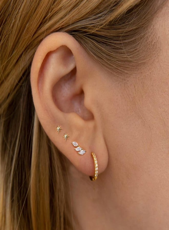 YEEZII Gold Stud Earrings for Women, 6 Pairs 14K Hypoallergenic Cartilage Earrings for Multiple Piercing, Dainty Small Stackable Hoop Ball Earrings Set, Small, Brass, No Gemstone - Image 4