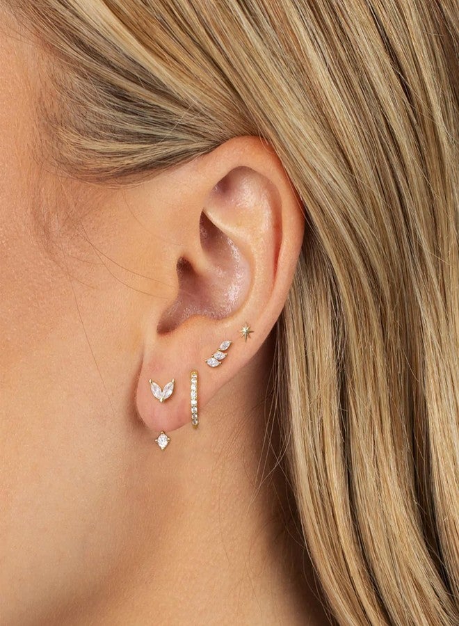 YEEZII Gold Stud Earrings for Women, 6 Pairs 14K Hypoallergenic Cartilage Earrings for Multiple Piercing, Dainty Small Stackable Hoop Ball Earrings Set, Small, Brass, No Gemstone - Image 3