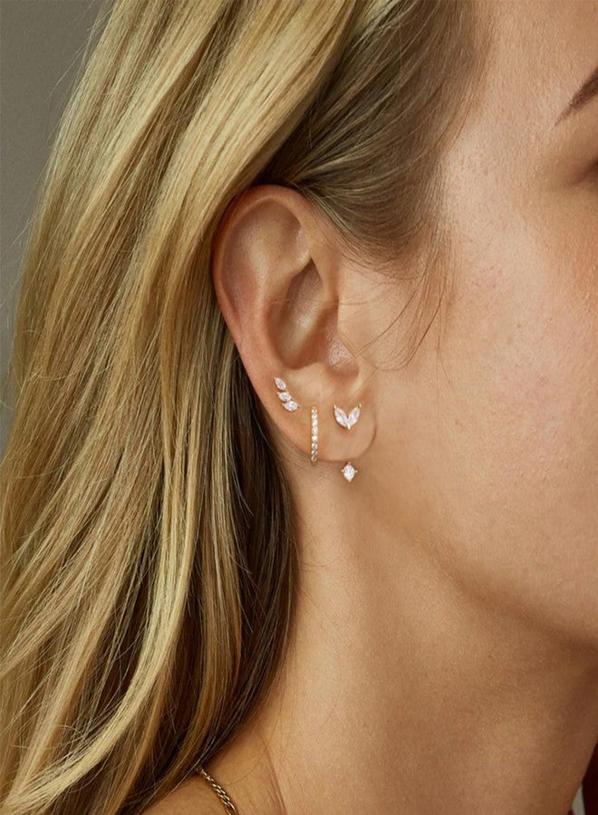 YEEZII Gold Stud Earrings for Women, 6 Pairs 14K Hypoallergenic Cartilage Earrings for Multiple Piercing, Dainty Small Stackable Hoop Ball Earrings Set, Small, Brass, No Gemstone - Image 5