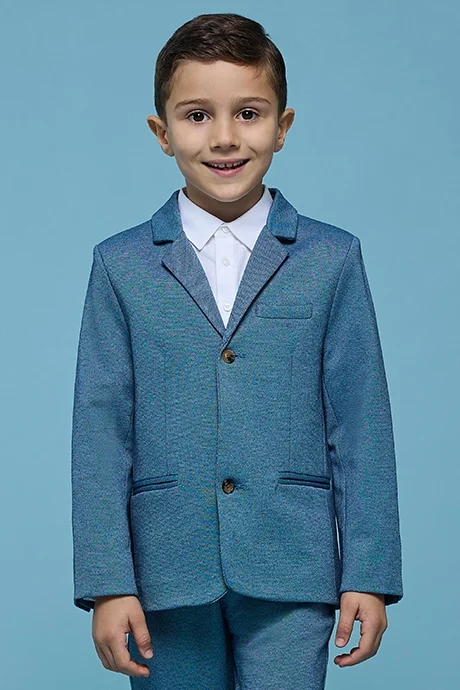 R&B Textured Single Breasted Blazer with Button Closure