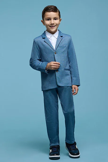 R&B Textured Single Breasted Blazer with Button Closure