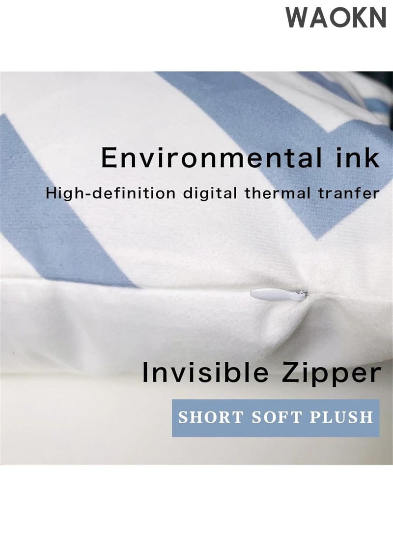 دبليو أيه أو كي أن مجموعة من 4 أغطية وسائد خضراء، 45 × 45 سم، بتصميم بنمط عتيق، أغطية وسائد ناعمة مزدوجة الجوانب، غطاء وسادة مربع لغرف المعيشة والمقاعد والأسرة والكراسي، وسادة مزخرفة بسحاب - Image 5