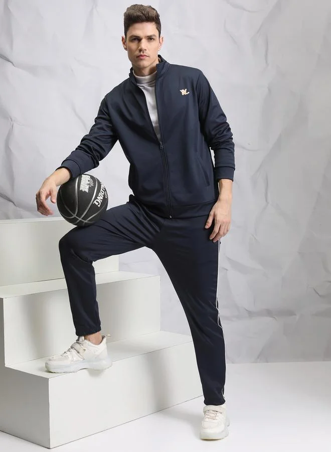 HIGHLANDER Logo Detail High Neck Zip Up Jacket by Styli