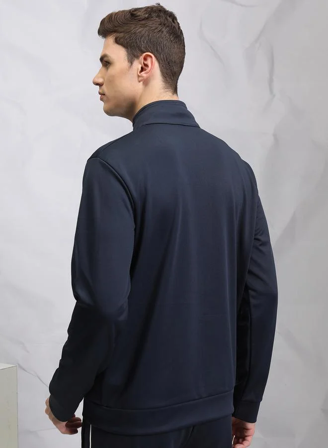 HIGHLANDER Logo Detail High Neck Zip Up Jacket by Styli