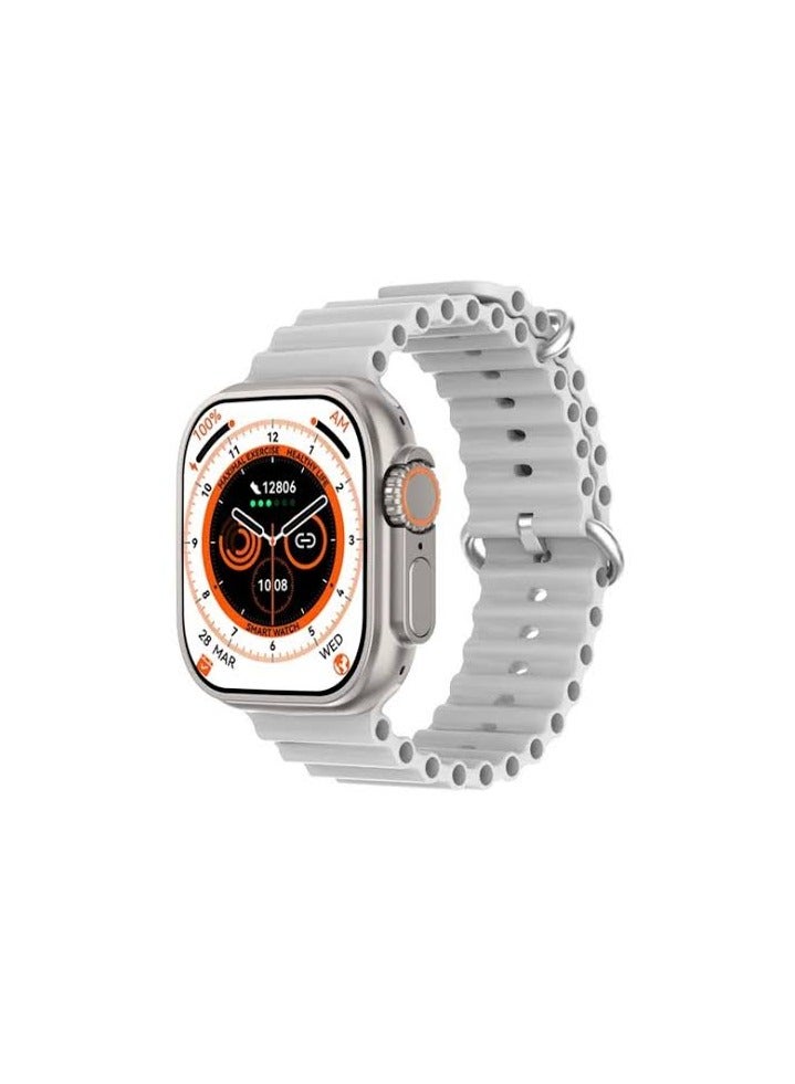 ساعة DT8 Ultra Max الذكية - شاشة كاملة 2.2 إنش - مقاومة للماء - فضي