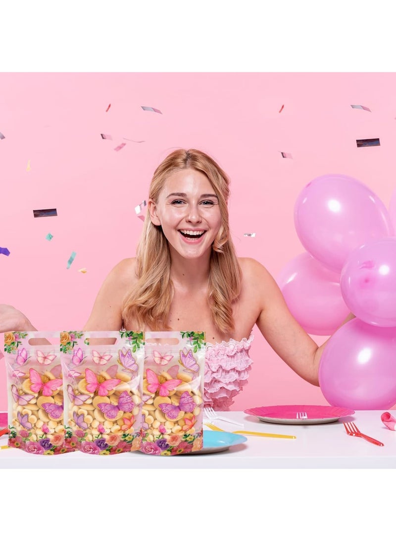 SYOSI Resealable Clear Window Pouch, Stand-Up Zipper Bags with Butterfly Design, Smell-Proof Party Favor Bags for Favor Food Storage, Coffee Beans, Candy & Jewelry Packaging (6.6x5.5 Inches,50-Pack) - Image 4