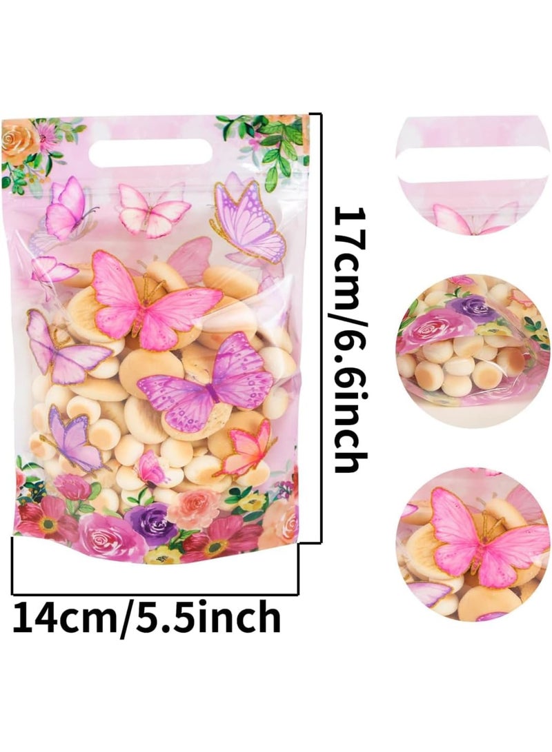 SYOSI Resealable Clear Window Pouch, Stand-Up Zipper Bags with Butterfly Design, Smell-Proof Party Favor Bags for Favor Food Storage, Coffee Beans, Candy & Jewelry Packaging (6.6x5.5 Inches,50-Pack) - Image 2
