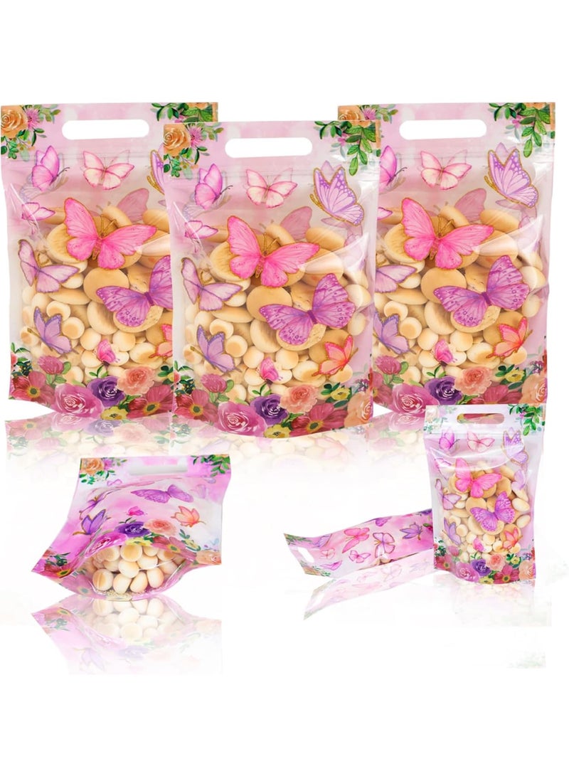 SYOSI Resealable Clear Window Pouch, Stand-Up Zipper Bags with Butterfly Design, Smell-Proof Party Favor Bags for Favor Food Storage, Coffee Beans, Candy & Jewelry Packaging (6.6x5.5 Inches,50-Pack) - Image 1