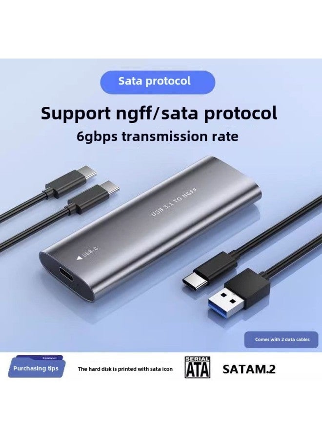 . Mobile Hard Disk Box/dual Protocol Transfer. External Box Solid State Drive Reader-Color:Ngff Box-dual Line Package (usb Cable + C To Cable)♜♜  - Image 1