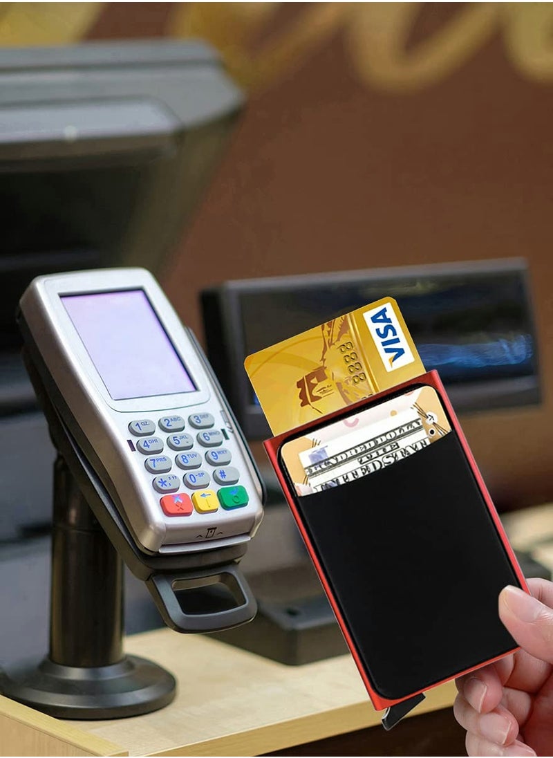 SYOSI - Pop-up Credit Card Holder Switch Sliding Business Card Case RFID Blocking Wallets for Men and Women - Image 1