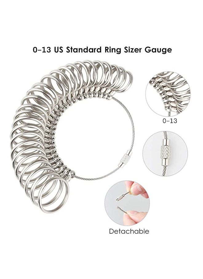 Generic - Aluminium Ring Sizer Mandrel Metal Ring Sizer Finger Sizing Stick Mandrel Tool with Ring Sizer Gauge Set Measuring Tape for Ring Size Measurement - Image 1