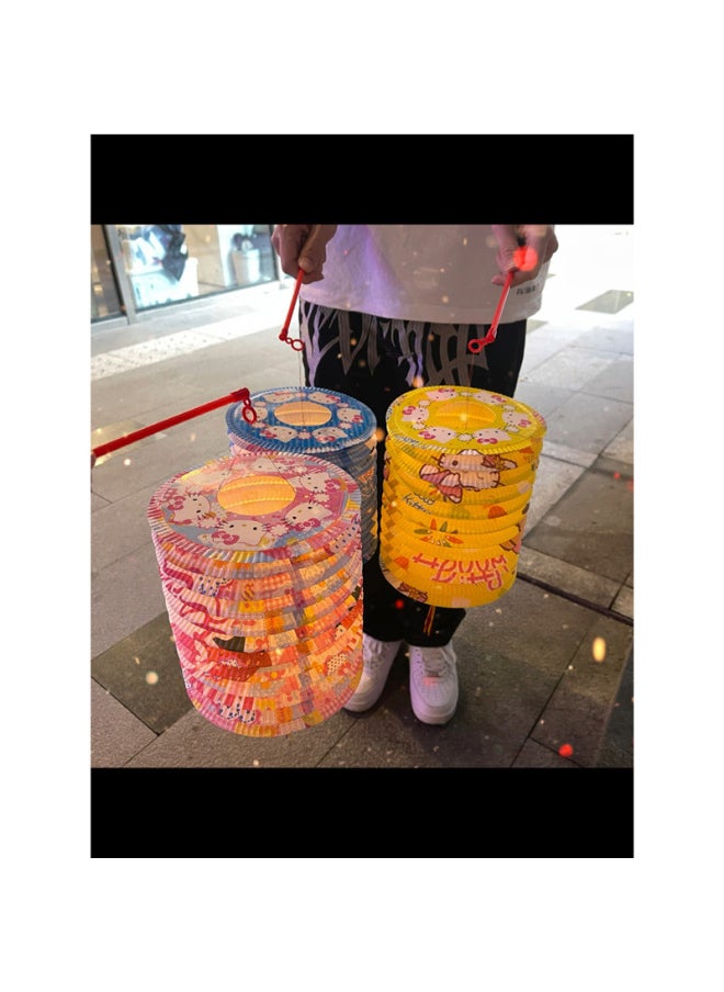 Generic - HelloKitty Portable Cartoon Lantern Cute Baby Portable Folding Organ Light Tanabata Mid-Autumn Festival-Specifications:4 Kt Lanterns-Color:+led Light + Portable Light - Image 1