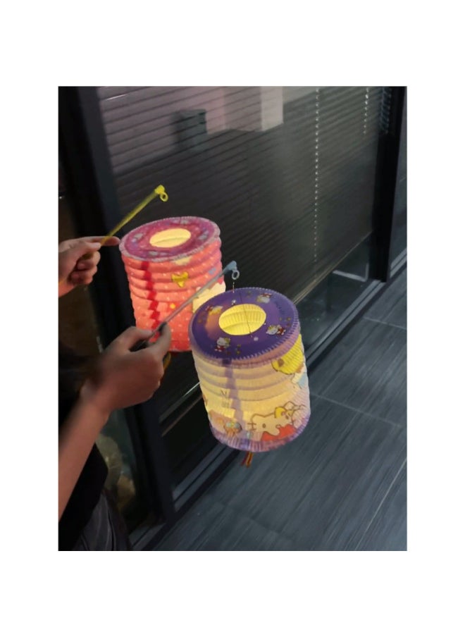 Generic - HelloKitty Portable Cartoon Lantern Cute Baby Portable Folding Organ Light Tanabata Mid-Autumn Festival-Specifications:4 Kt Lanterns-Color:+led Light + Portable Light - Image 1