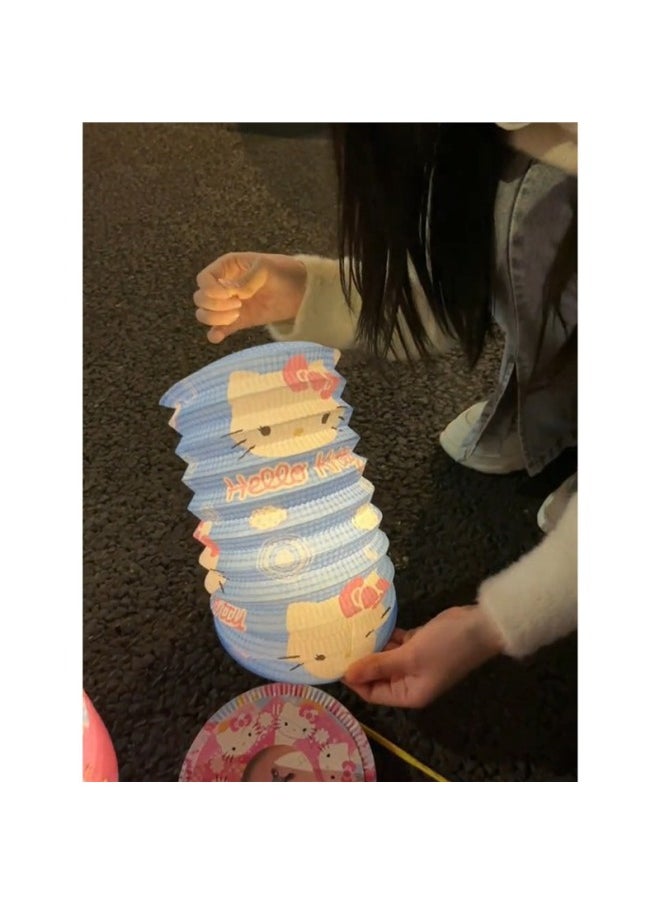 Generic - HelloKitty Portable Cartoon Lantern Cute Baby Portable Folding Organ Light Tanabata Mid-Autumn Festival-Specifications:4 Kt Lanterns-Color:+led Light + Portable Light - Image 1
