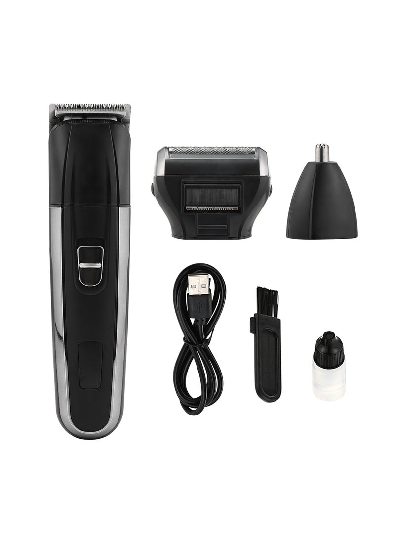 3 IN 1 Multifunction Portable Rechargeable Shaver - Electric Grooming Kit with Foil Shaver, Nose Trimmer, and Hair Clipper Head - Ideal for Beard, Face, Nose u0026 Ear Hair, and Travel Use for Men - Image 1