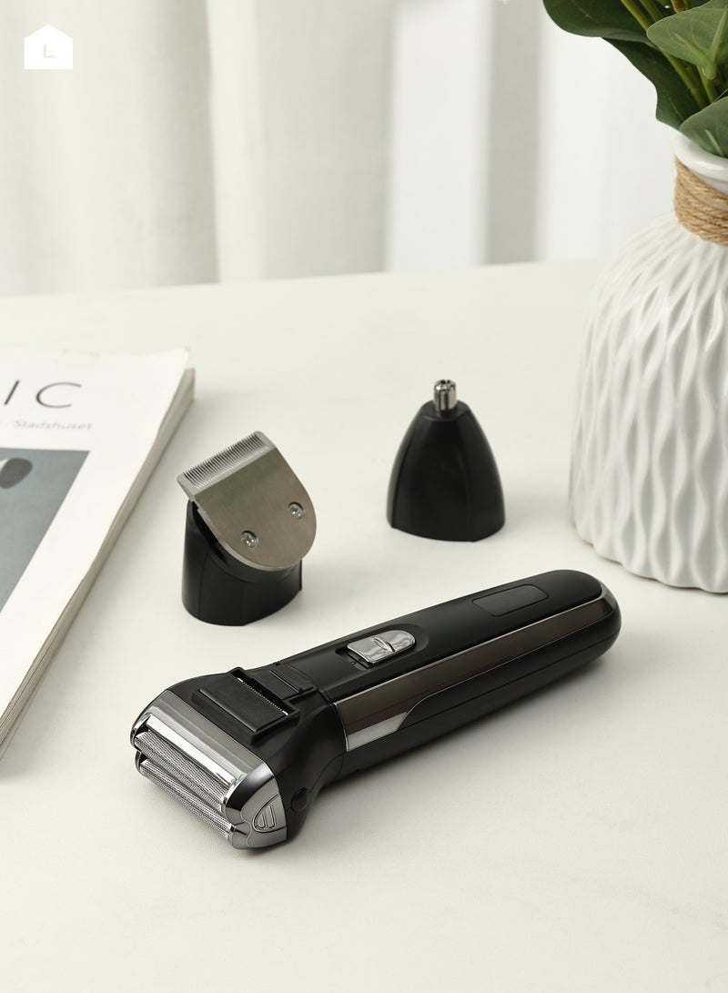 3 IN 1 Multifunction Portable Rechargeable Shaver - Electric Grooming Kit with Foil Shaver, Nose Trimmer, and Hair Clipper Head - Ideal for Beard, Face, Nose u0026 Ear Hair, and Travel Use for Men - Image 5