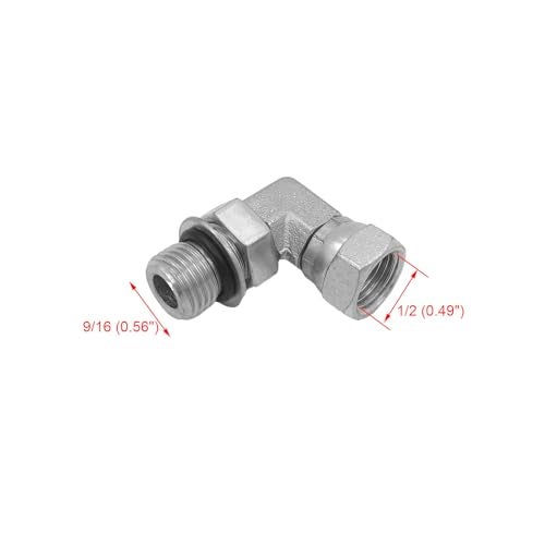 BEITERSTOE 2PACK 69010604NWO Hydraulic Hose Adapter Fitting 38 Male Adjustable Nut ORing Boss 91618 UNF 14 Female Swivel 1418 NPSM 90 Elbow SAE Pipe Joints Connector Carbon Steel - Image 3
