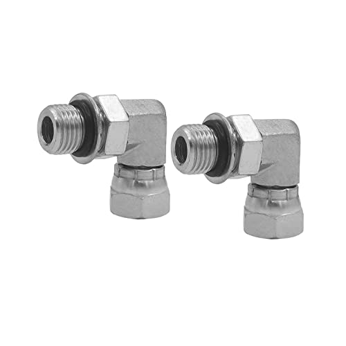BEITERSTOE 2PACK 69010604NWO Hydraulic Hose Adapter Fitting 38 Male Adjustable Nut ORing Boss 91618 UNF 14 Female Swivel 1418 NPSM 90 Elbow SAE Pipe Joints Connector Carbon Steel - Image 1