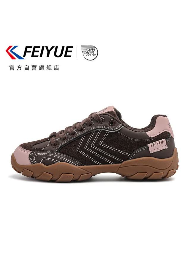 Feiyue Official Women's Sports Shoes  Spring New Casual Versatile Comfortable Shoes Brown Size 35