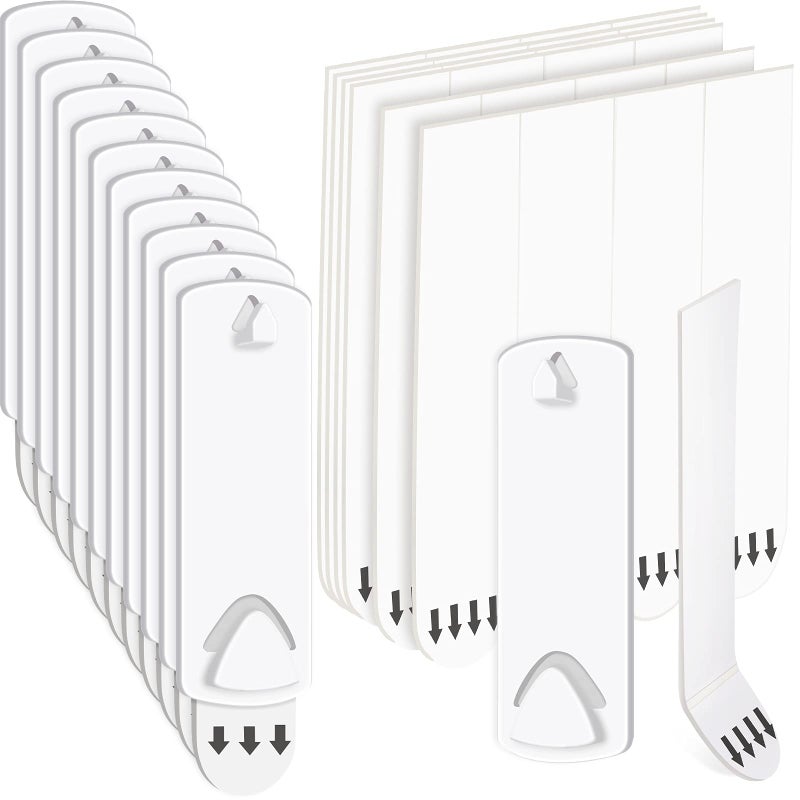 Queekay 60 Pieces Picture Hanging Kit Includes 20 Picture Hooks No Nails and 40 Self Adhesive Photo Frame Hanging Strips White Picture Hanging Strips Wall Hanging Strips for Indoor Use Bathroom Living Room - Image 1