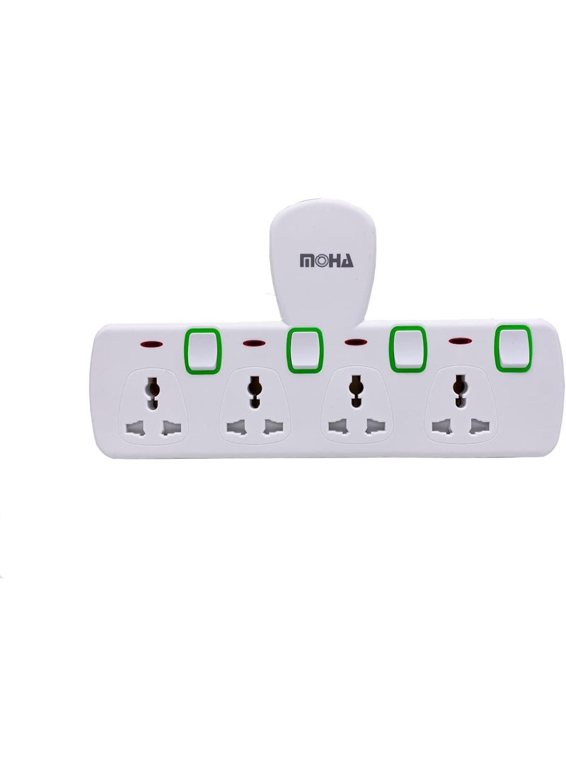 MOHA Multi Plug Power Extension Socket Adapter, 4 Way Universal Wall Electrical Extender Outlet, UK 3 Pin Electric Power Sockets for Home, Office, Kitchen (4 Way)  - Image 4