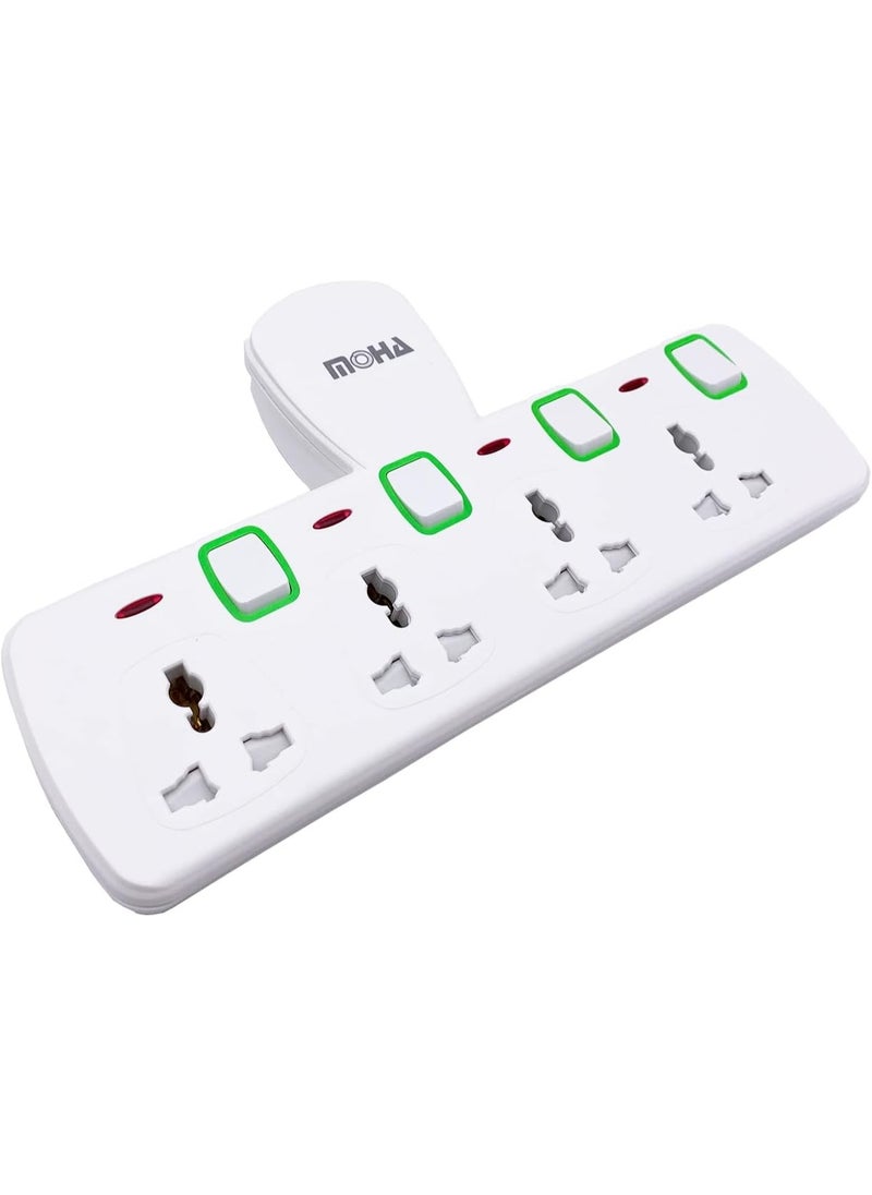 MOHA Multi Plug Power Extension Socket Adapter, 4 Way Universal Wall Electrical Extender Outlet, UK 3 Pin Electric Power Sockets for Home, Office, Kitchen (4 Way)  - Image 1