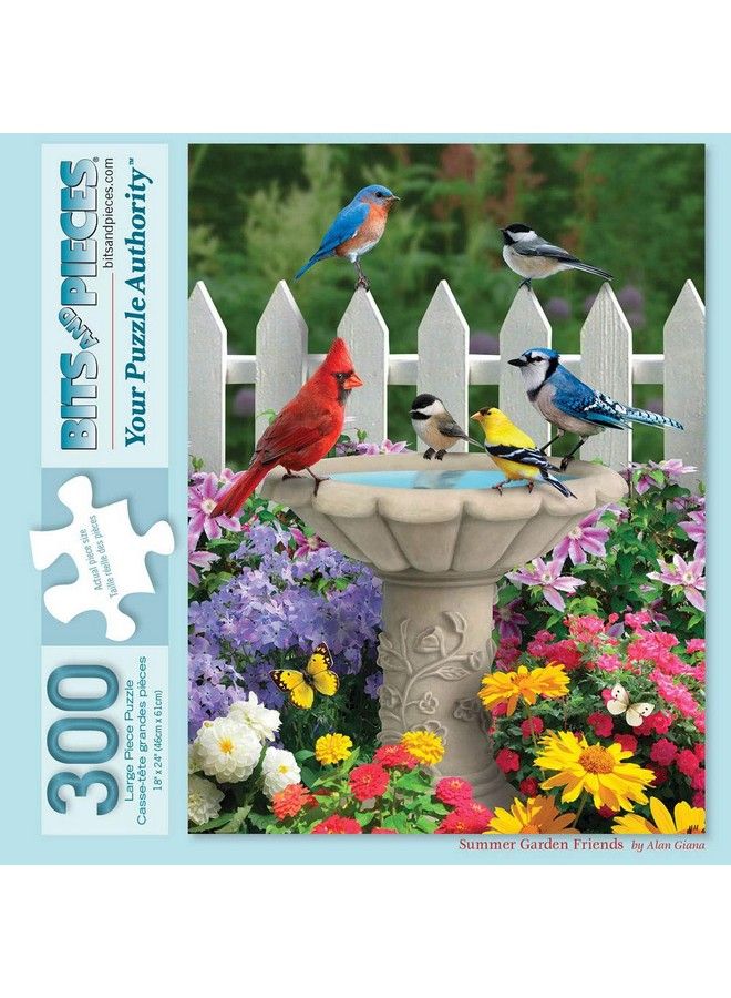 Bits and Pieces 300 Piece Jigsaw Puzzle For Adults 18" X 24" Summer Garden Friends 300 Pc Bird Bath Flower Fence Yard Outdoor Animal Jigsaw By Artist Alan Giana - Image 3