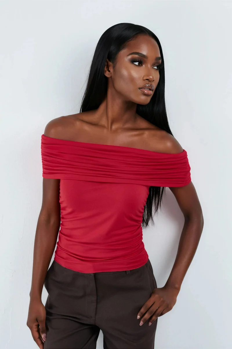 BUSEM Off Shoulder Drape Blouse