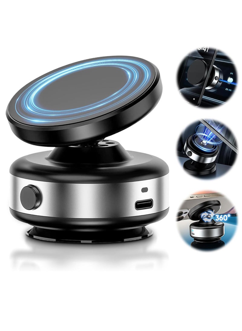 LIVVY Upgraded 360° Adjustable Electric Vacuum Magnetic Suction Cup Phone Mount, Hands-Free Magnetic Cell Phone Holder for Car, Gym, Mirror, Smooth Surface, Compatible with Magsafe iPhone  - Image 1