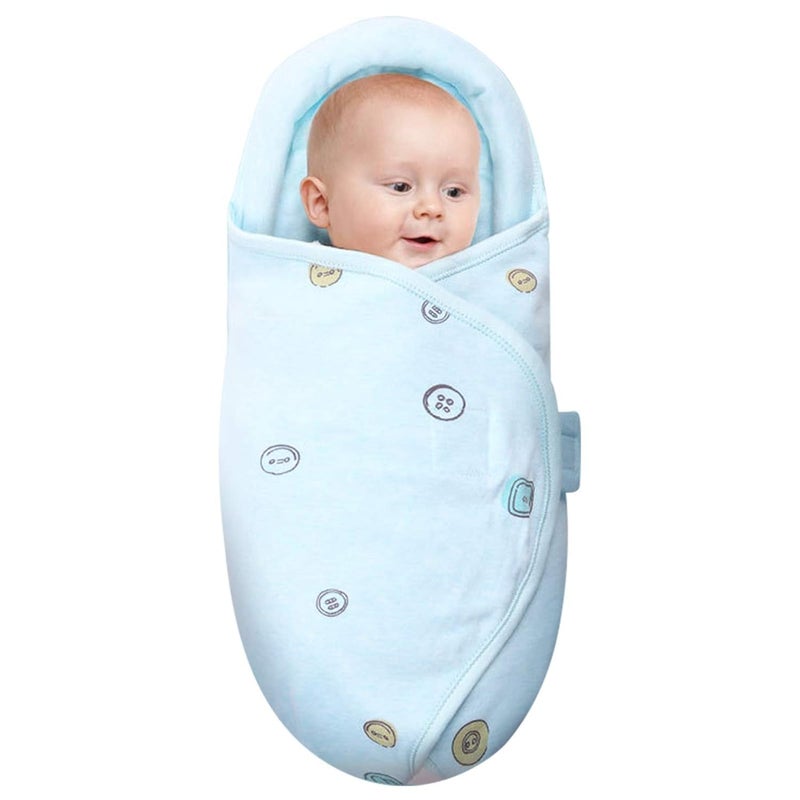 Knirose Premium Soft Cotton Baby Swaddle Blankets, Unisex Baby Blanket Wrap for Newborn Baby Boys Girls, Skin Friendly Wearable Swaddling Sleep Sack Calms Startle Reflex (Button, Blue, 0-3 Months) - Image 1