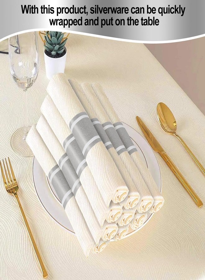 Germiwipe Standard Paper Napkin Band, 200PCS Matte Silver Napkin Ring Self-Adhesive, Silverware Wraps Bands,Table Setup Wedding Event Party Supply (Matte Silver /200pcs) - Image 3