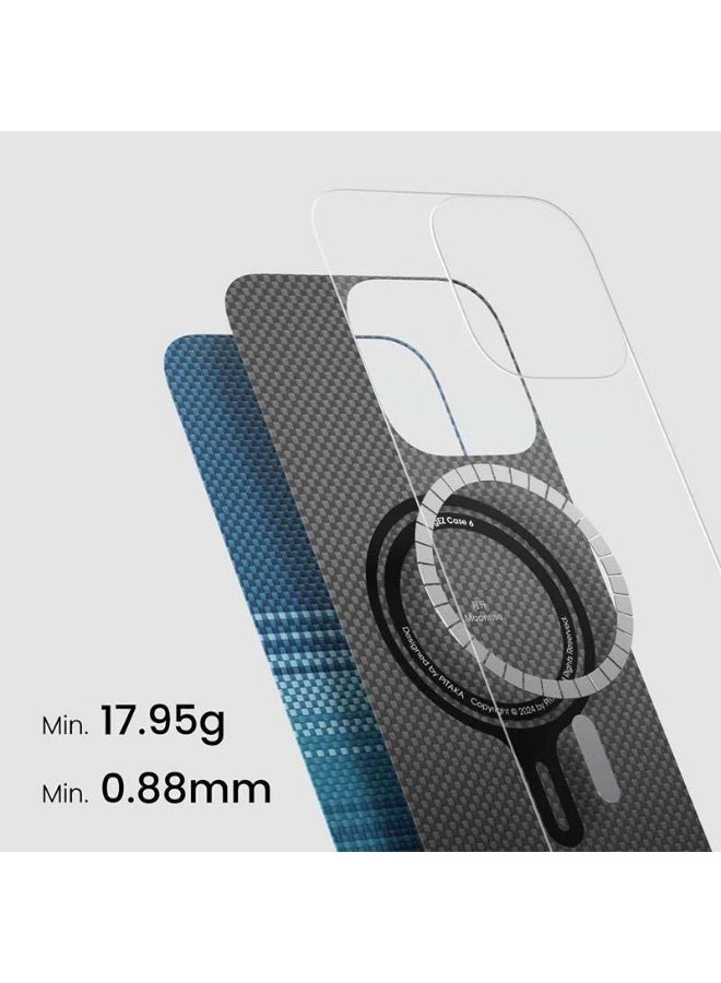 SHOPI غطاء من ألياف الكربون من PITAKA لجهاز iPhone 16 Pro / iPhone 16 Pro Max – غطاء أراميد فايبر فائق النحافة وخفيف الوزن مع نسيج منسوج فاخر، مقاوم للصدمات، متوافق مع الشحن اللاسلكي - Image 2