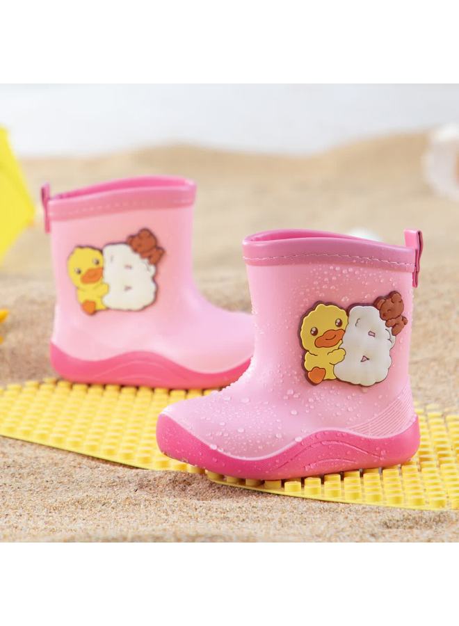 B.duck Children's Rain Boots, Boys And Girls Baby Summer Waterproof Shoes, Cartoon Rain Boots, Rubber Shoes, 5915 Pink, Size 30