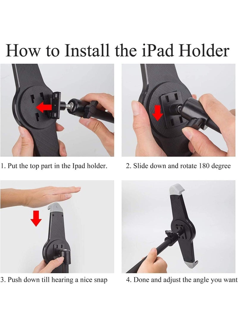 IPad and Mobile Phone Tripod Stand,Height Adjustable 20 to 60 Inch with 360 Degree Rotating Tablet Holder for iPad Air,iPad Pro and More 9.5 to 14.5 Inch Tablets, Coming with Carrying Bag - Image 3