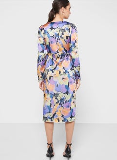 YAS Floral Print Surplice Neck Dress  - Image 2