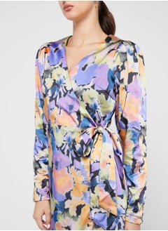 YAS Floral Print Surplice Neck Dress  - Image 3