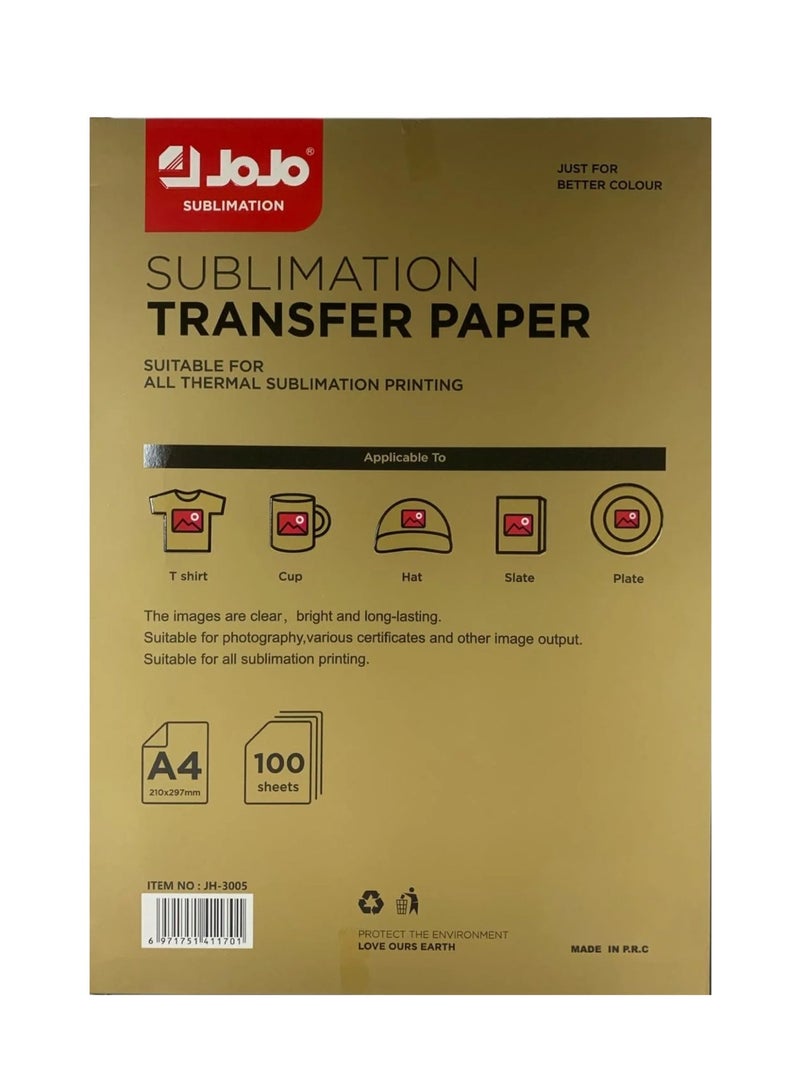 جوجو ورق نقل حراري للتسامي مقاس A4، ألوان زاهية، طباعة حرارية، 100 ورقة - Image 2